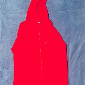 Red Hooded Zip-Up Sweatshirt